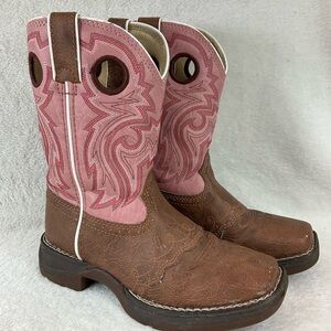 DURANGO Lil’ Rebel Little Kid's 8” Western Boot - Brown and Pink | Size 1M